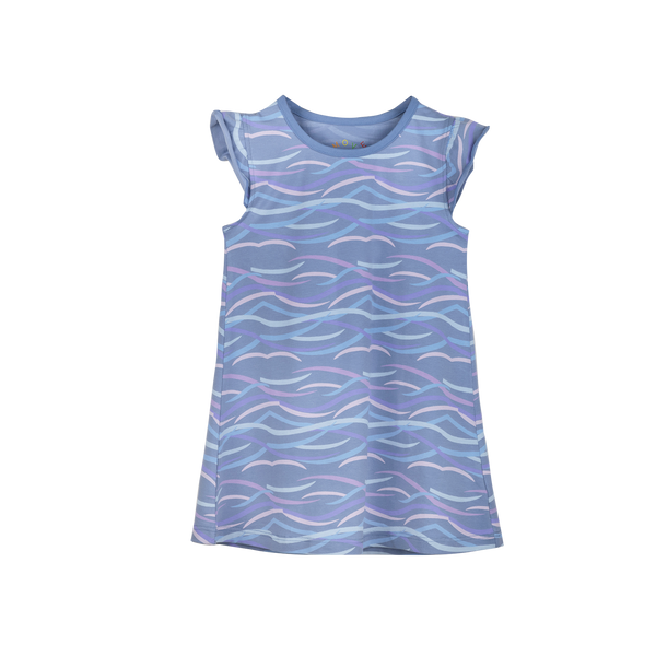 WAVES SHIRT DRESS WITH RUFFLE SLEEVES